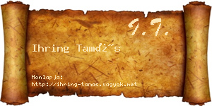 Ihring Tamás névjegykártya